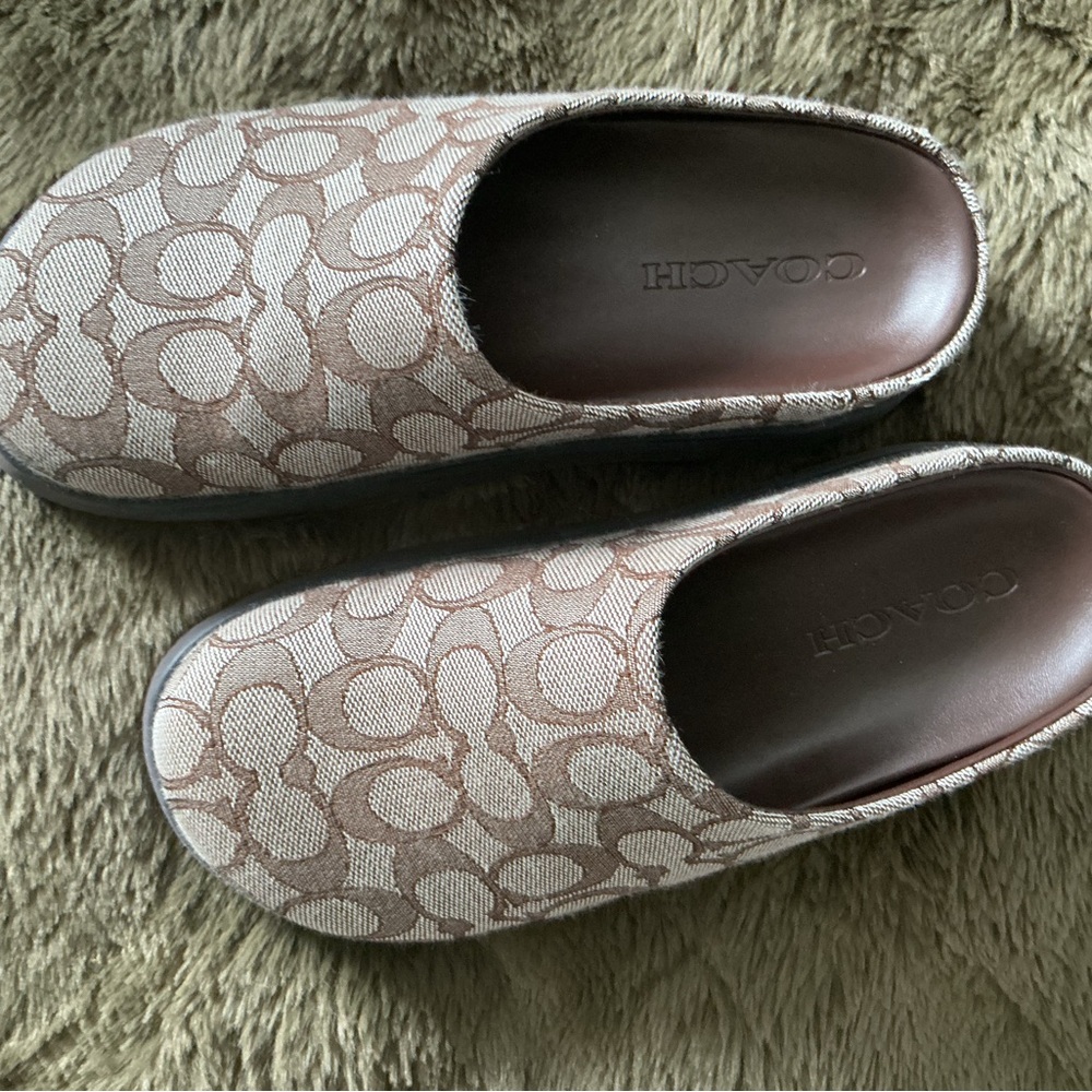 Coach Brown Patterned Mules - Picture 2 of 6